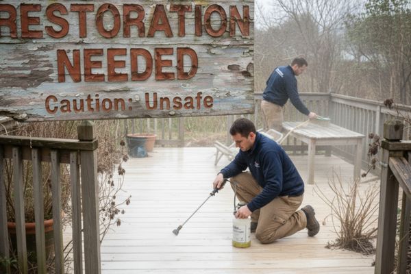 Technicians-restoring-an-unsafe-wooden-deck-with-professional-cleaning-and-sealing