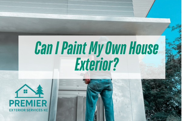 man painting outside with a caption Can I Paint My Own House Exterior?