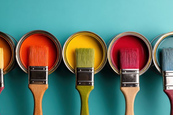 different-color-of-paint-in-a-can-with-a-paint-brush