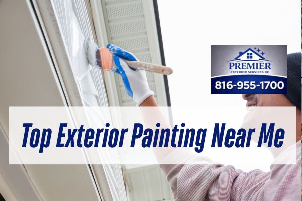 man painting the house with a caption Top Exterior Painting Near Me