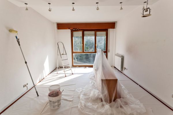 paint tools in white interior