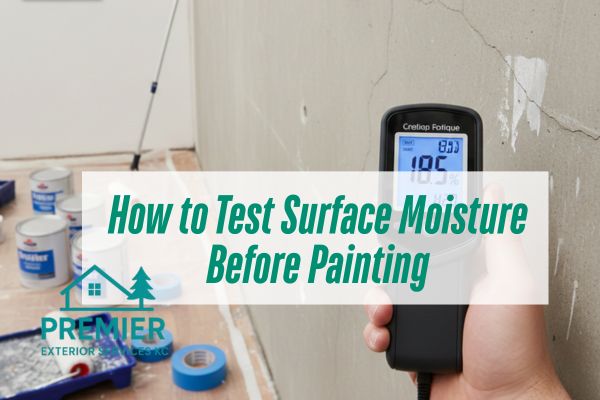 testing the moisture of the wall before painting with a caption How to Test Surface Moisture Before Painting